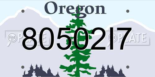 80502I7 Oregon License Plate