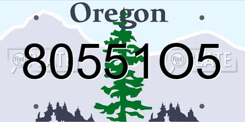 80551O5 Oregon License Plate