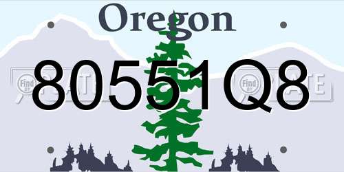 80551Q8 Oregon License Plate
