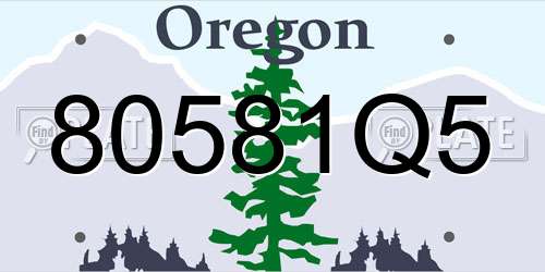 80581Q5 Oregon License Plate