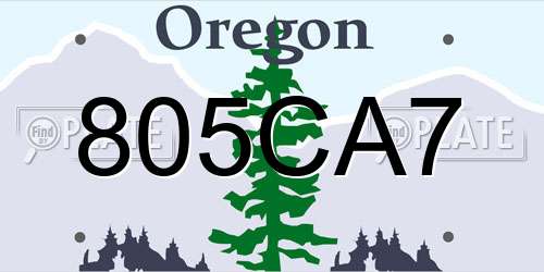 805CA7 Oregon License Plate