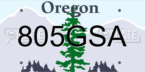 805GSA Oregon License Plate