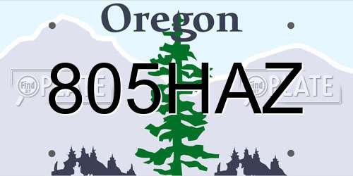 805HAZ Oregon License Plate