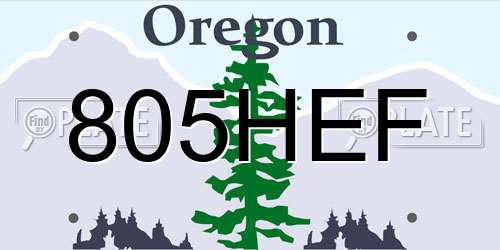 805HEF Oregon License Plate