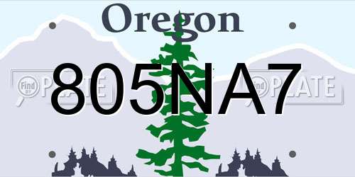 805NA7 Oregon License Plate