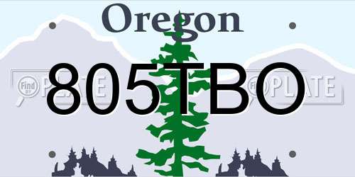 805TBO Oregon License Plate