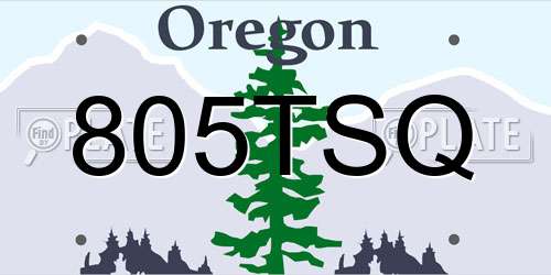 805TSQ Oregon License Plate