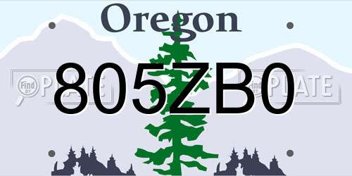 805ZB0 Oregon License Plate