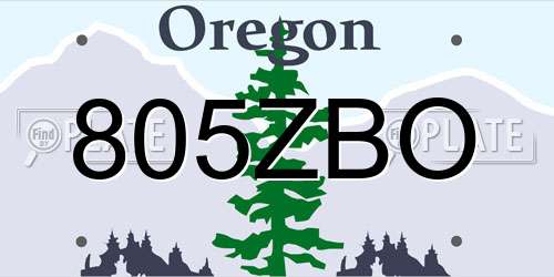805ZBO Oregon License Plate