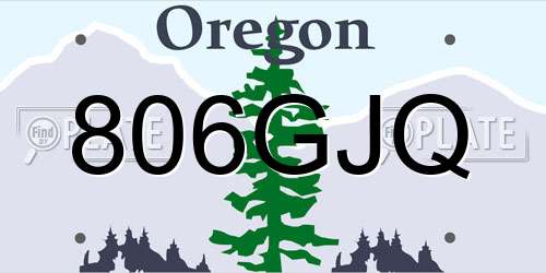 806GJQ Oregon License Plate