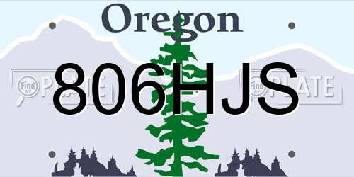 806HJS Oregon License Plate