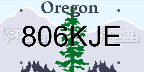 806KJE Oregon License Plate