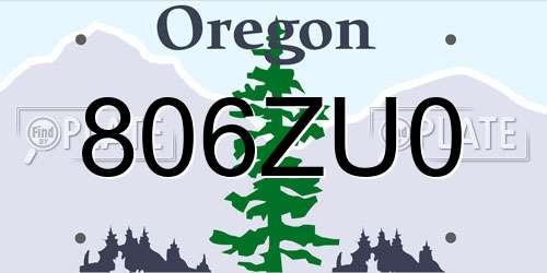 806ZU0 Oregon License Plate