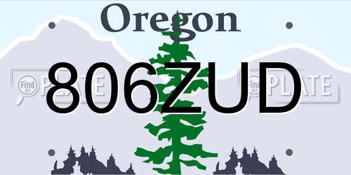806ZUD Oregon License Plate