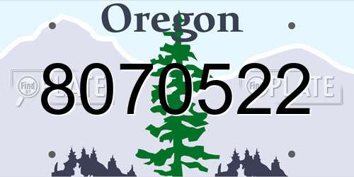 8070522 Oregon License Plate