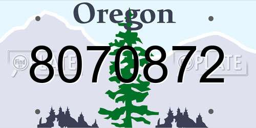 8070872 Oregon License Plate