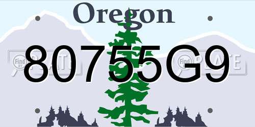 80755G9 Oregon License Plate