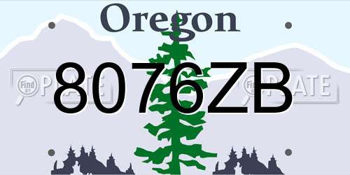 8076ZB Oregon License Plate