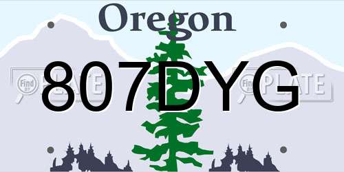 807DYG Oregon License Plate