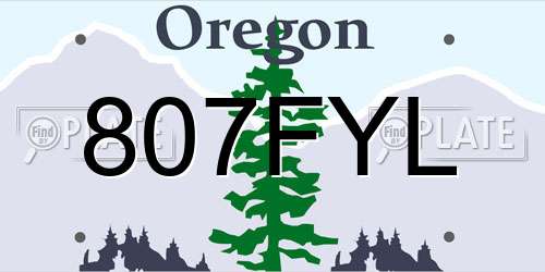 807FYL Oregon License Plate