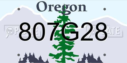 807G28 Oregon License Plate