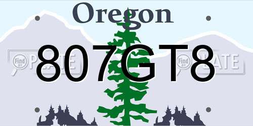 807GT8 Oregon License Plate