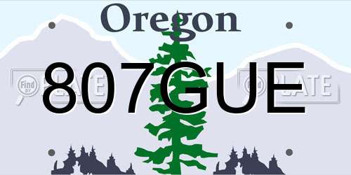 807GUE Oregon License Plate