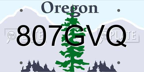 807GVQ Oregon License Plate
