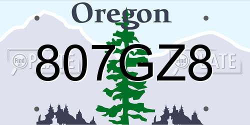807GZ8 Oregon License Plate