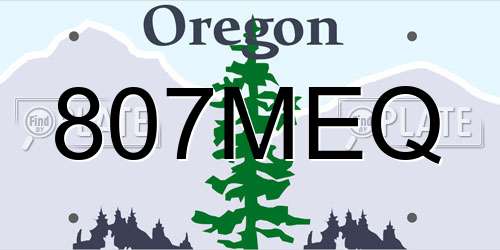 807MEQ Oregon License Plate