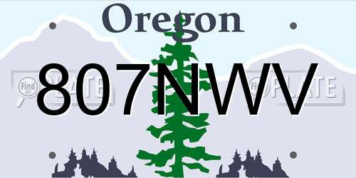 807NWV Oregon License Plate