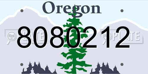 8080212 Oregon License Plate