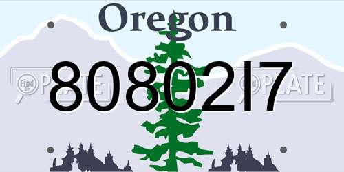 80802I7 Oregon License Plate