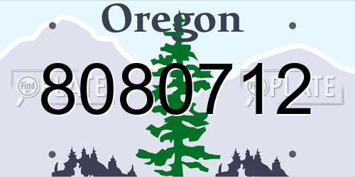 8080712 Oregon License Plate