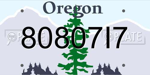 80807I7 Oregon License Plate