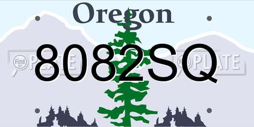 8082SQ Oregon License Plate