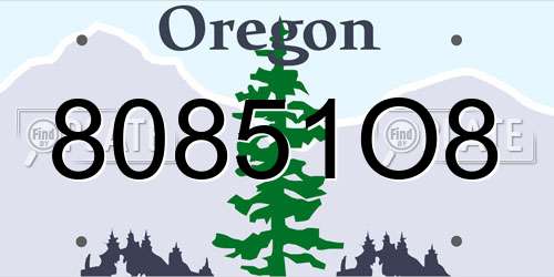80851O8 Oregon License Plate