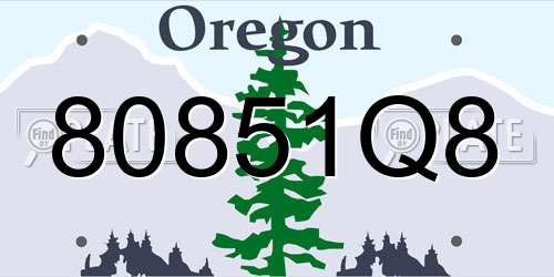 80851Q8 Oregon License Plate