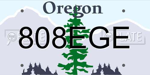 808EGE Oregon License Plate