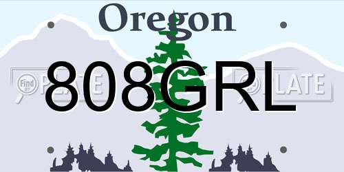 808GRL Oregon License Plate