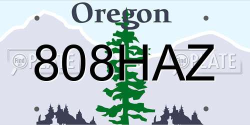 808HAZ Oregon License Plate