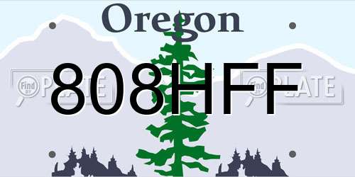 808HFF Oregon License Plate