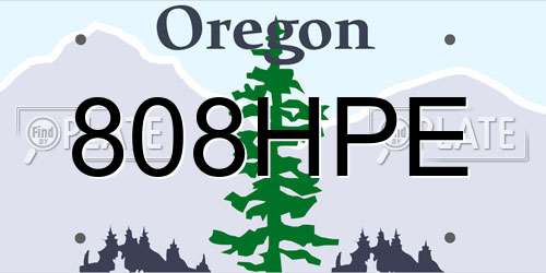 808HPE Oregon License Plate