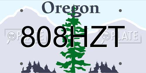 808HZT Oregon License Plate