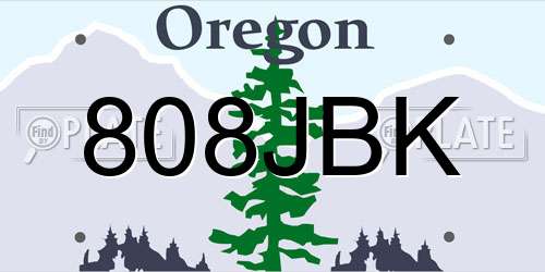 808JBK Oregon License Plate