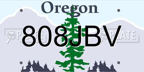 808JBV Oregon License Plate
