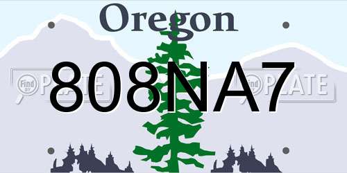 808NA7 Oregon License Plate