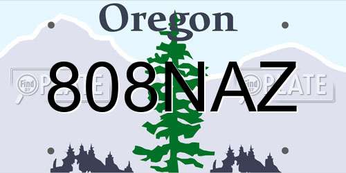 808NAZ Oregon License Plate