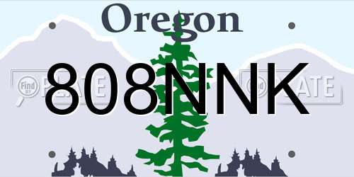 808NNK Oregon License Plate