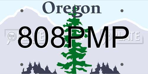 808PMP Oregon License Plate